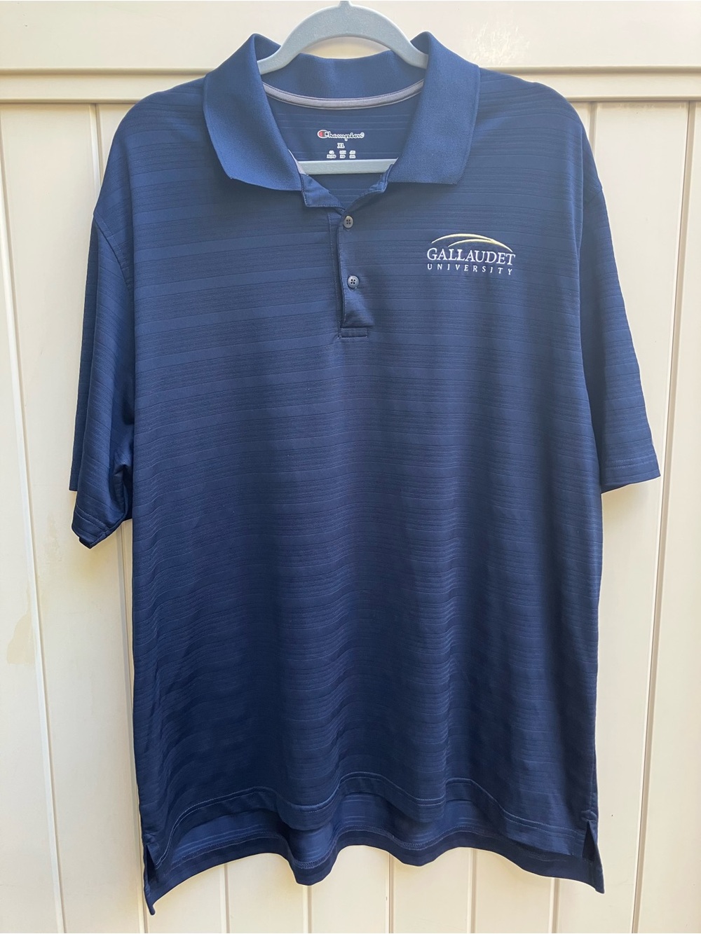 Gallaudet University men's XL polo navy Champion collegiate sporty athleisure